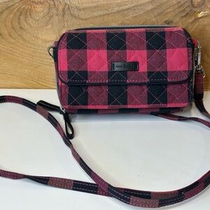 Vera Bradley Plaid Quilted Zip-Around Women's Wallet Red Black